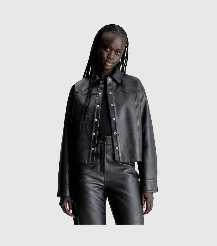 Calvin Klein Faux Leather Relaxed Shirt