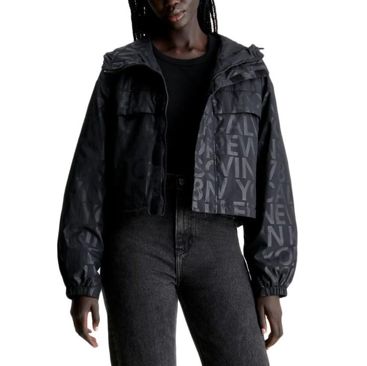 Calvin Klein Short Hooded Logo Aop Jacket