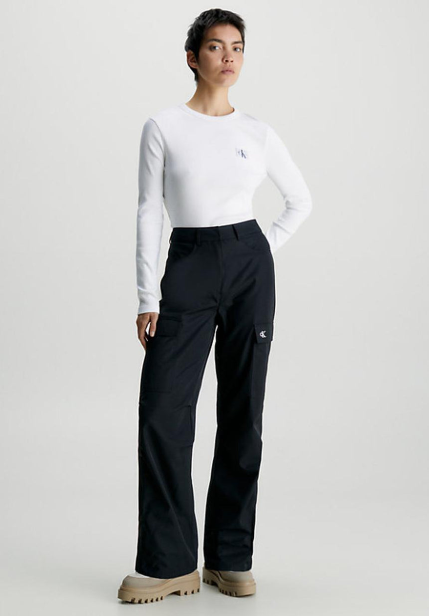 Calvin Klein Woven Label Rib Long Sleeve